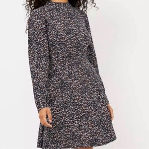 Loft navy floral mock neck dress